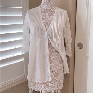 Sheer chiffon and lace blouse